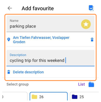 Favorite add description Android