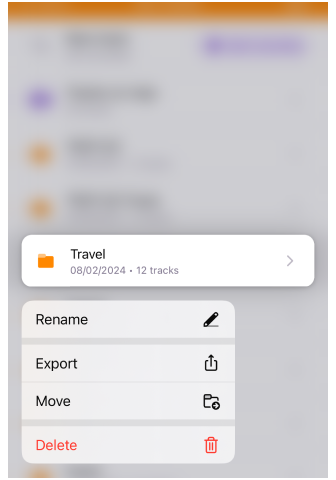 My Places &gt; Tracks menu iOS