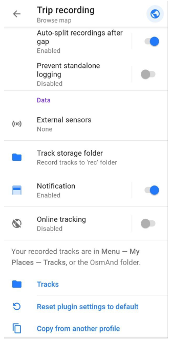 Configuring Trip recording in Android