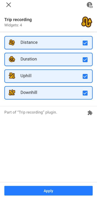 Trip recording widget