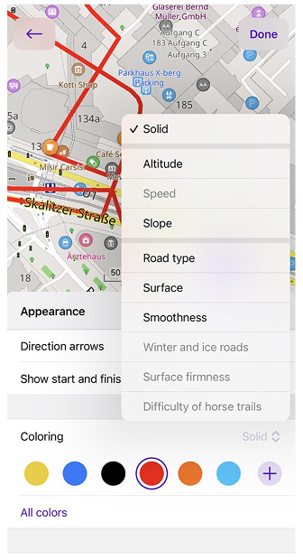 Menu contestuale Colorazione iOS