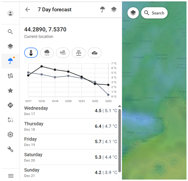 Meteo su OsmAnd Web