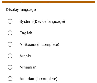 Idioma das Configurações Gerais Android