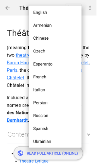 Switching languages for a specific article