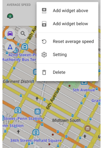 Widget context menu - Average speed