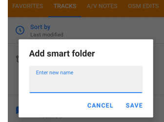 My places tracks sort function Android