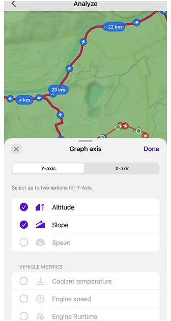 Track menu analyze on map