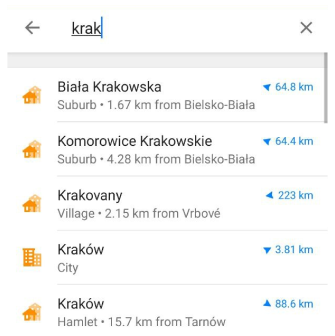 Straße suchen Android