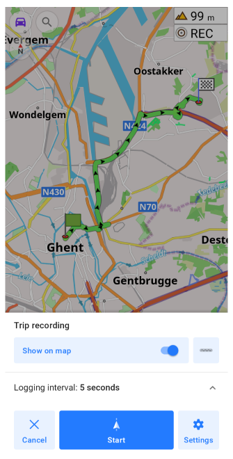 Reiseaufzeichnung Android