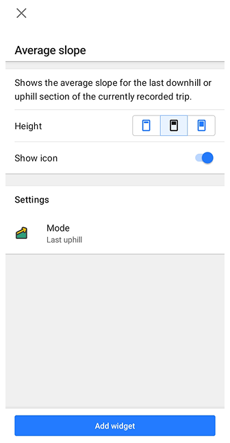 Pente moyenne Android