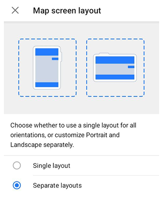 Mise en page de l'écran de la carte