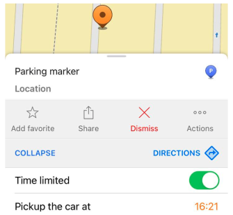 Azione Elimina Parcheggio in iOS