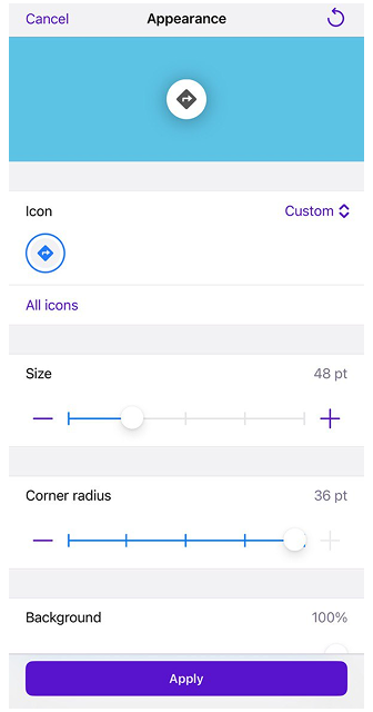 Aspetto pulsante mappa