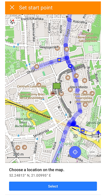 Selecteren op de kaart