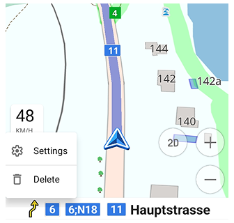 Street name with next turn