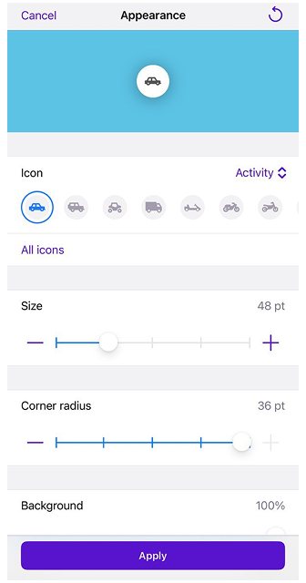 Wygląd przycisków mapy