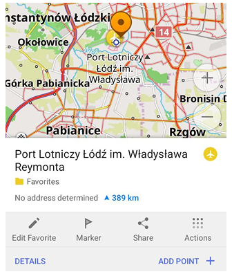 Planowanie trasy Ulubione Android