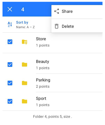 Ações de favoritos Android