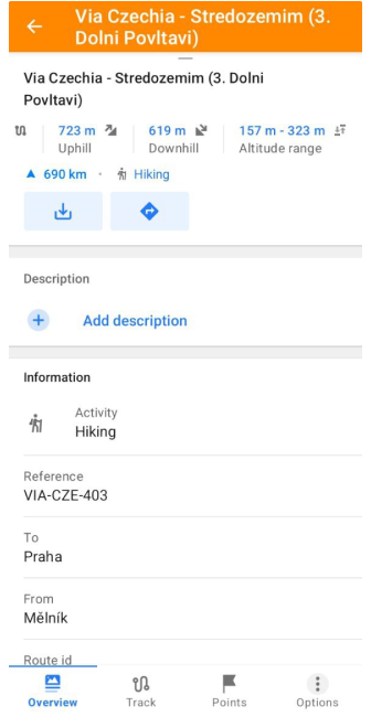 Informações da rota