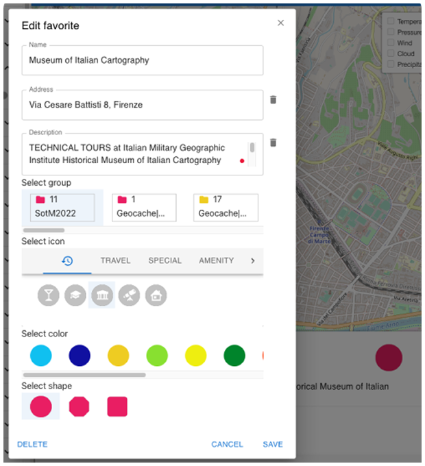 OsmAnd Web Favorites add